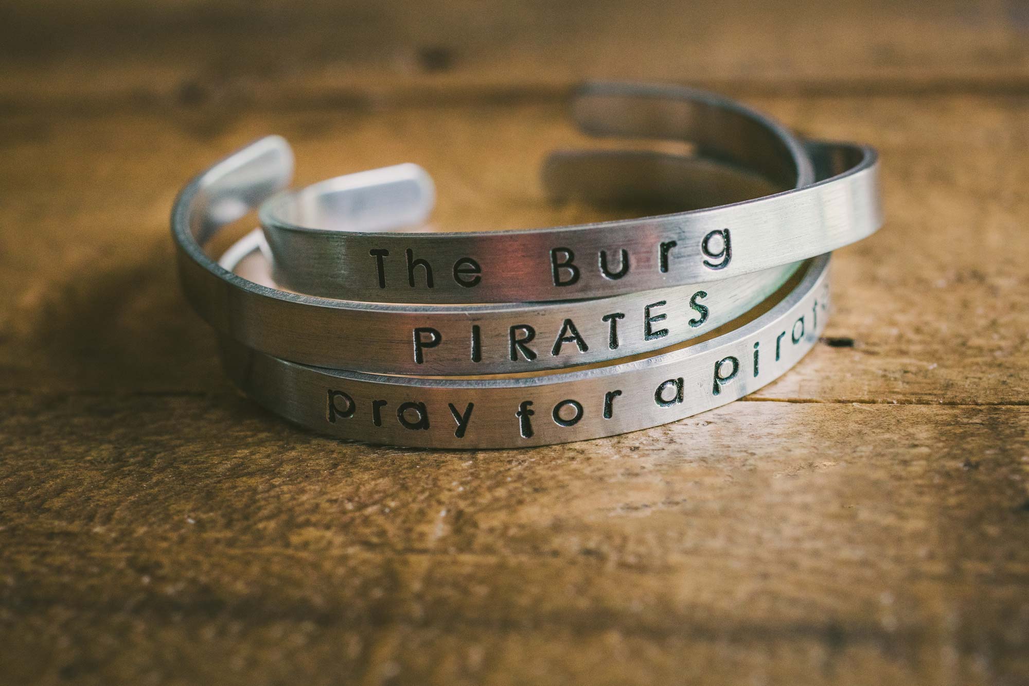 Pray for a Pirate Silver Metal Bracelet